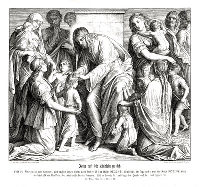 子供たちを呼び寄せるイエス、マルコの福音書 作： Julius Schnorr von Carolsfeld
