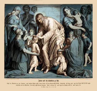 子供たちを呼び寄せるイエス、マルコの福音書 作： Julius Schnorr von Carolsfeld