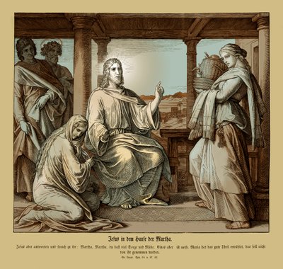 マルタの家でのイエス、ルカ福音書 作： Julius Schnorr von Carolsfeld