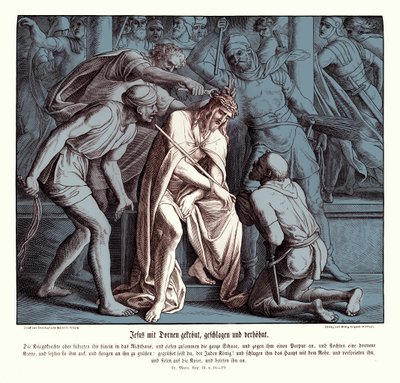 いばらの冠をかぶせられるイエス、マルコの福音書 作： Julius Schnorr von Carolsfeld