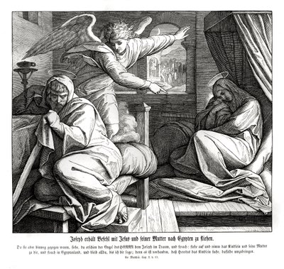 ヨセフはエジプトに逃げるように警告される（マタイ福音書 作： Julius Schnorr von Carolsfeld