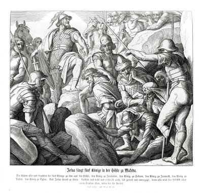ヨシュアはマッケダで5人の王を捕らえ、ヨシュアは 作： Julius Schnorr von Carolsfeld