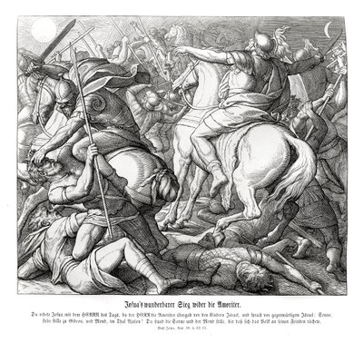 ヨシュアのアモリ人に対する勝利、ヨシュアの 作： Julius Schnorr von Carolsfeld