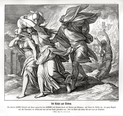 ロトとその家族がソドムから逃げ出す（創世記 作： Julius Schnorr von Carolsfeld