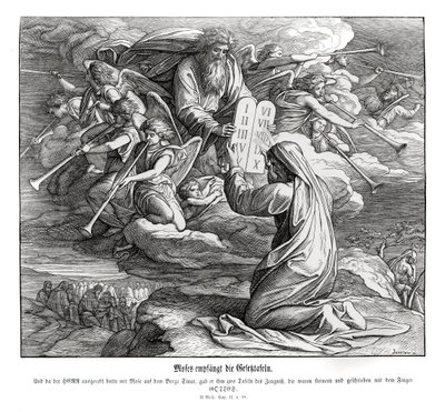 戒めを受けるモーゼ、出エジプト記 作： Julius Schnorr von Carolsfeld