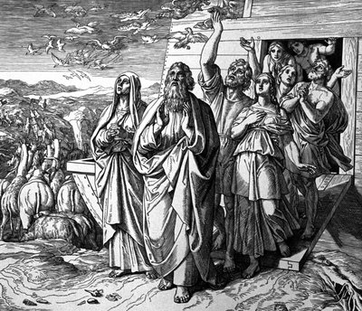大洪水の後、箱舟を去るノア 作： Julius Schnorr von Carolsfeld
