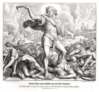 サムソン、ペリシテ人を1000人斬る（士師記 作： Julius Schnorr von Carolsfeld