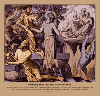 金持ちの男と乞食のラザロ ルカ福音書 作： Julius Schnorr von Carolsfeld