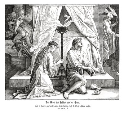 トビヤスとサラの祈り、トビトの書 作： Julius Schnorr von Carolsfeld