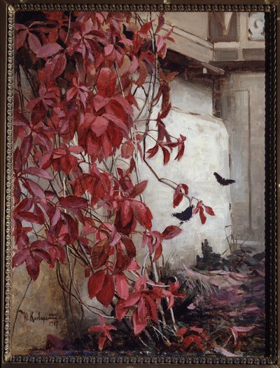 バージニア クリーパー (バージニア クリーパー)。 Juli Julievich (Julius) von Klever (1850-1924) による絵画、キャンバスに油彩 作： Julius Sergius Klever