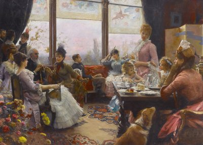 5時のお茶、1883年から1884年。 作： Julius Stewart