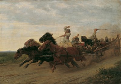 酔ったスロバキア農民の人種 作： Julius von Blaas d. Ä.
