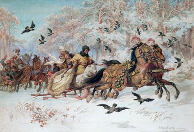 オレンカとそりの中のKmicic、1885 作： Juliusz Fortunat Kossak