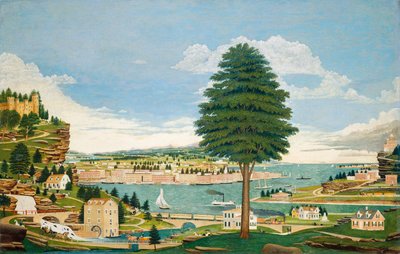 城のある複合港の情景、1875年頃 作： Jurgen Frederick Huge