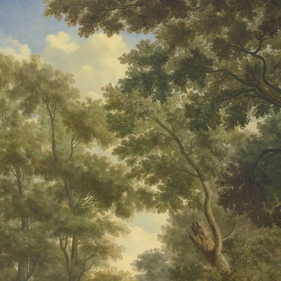 アムステルダムの家Herengracht 524のメインフロアのガーデンルームにある一連の10の壁画の1つであるアルカディアの風景 作： Jurriaan Andriessen
