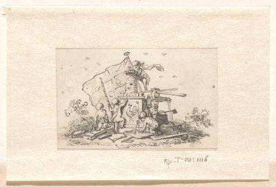 VOC、アムステルダム商工会議所、フランスのオンドリに関連するシンボルを含むプッティ 作： Jurriaan Andriessen
