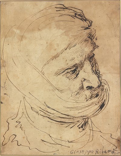 あごひげを生やした、あごの周りを布で縛った 作： Jusepe de Ribera