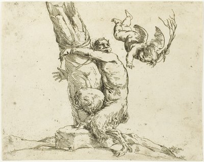サテュロスに罰を与えるキューピッド 作： Jusepe de Ribera