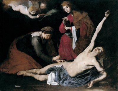 聖女たちに癒される聖セバスチャン - ホセ・デ・リベラの絵画は、1621年頃、スパニョレット「スペイン人」(1591-1652)と言った 作： Jusepe de Ribera