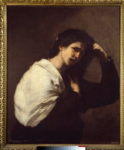 髪を引き裂く女 ホセ・デ・リベラ（イル・スパグノレット）（1591-1652）の絵 作： Jusepe de Ribera