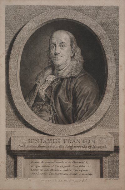 ベンジャミンフランクリン、1779年。 作： Justus Chevillet