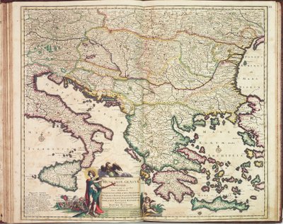 ユストゥス・ダンケースの地図帳：ハンガリーとギリシア、1688年頃（カラー版画） 作： Justus Danckertsz