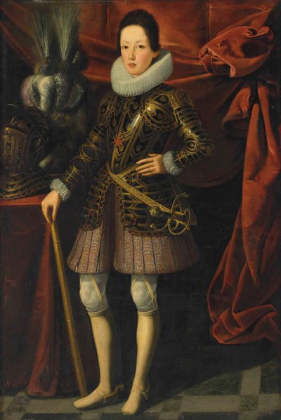 鎧姿の若きトスカーナ大公フェルディナンド2世デ・メディチ（1610-1670）の肖像 作： Justus Sustermans