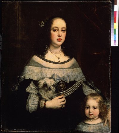 Portrait of a woman and a little girl (女性と少女の肖像)。 Justus Suttermans (1597-1681) の絵画。 キャンバスに油彩、89 x 74 cm、1660年頃。フラマン美術、バロック様式。 プーシキン美術館、モスクワ。 作： Justus Suttermans