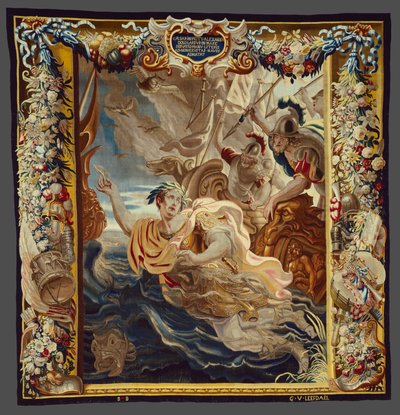 カエサルとクレオパトラの物語』より「海に身を投げるカエサル 作： Justus van Egmont