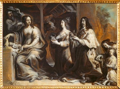 聖家族の前で祈るルイ13世、アンヌ・ドートリッシュ、王太子 - ルイ12世 ... 作： Justus van Egmont