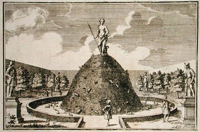 ウルバン・フランツ・アウグスティン・ヘーガー著「クレムシエの遊園地」（1691年頃出版）より、ウサギ小屋。 作： Justus van den Nypoort