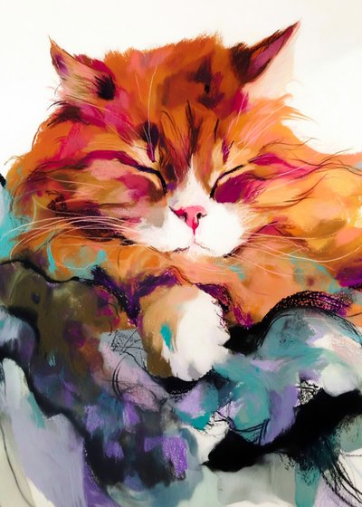 心地よい猫の昼寝 作： Justyna Jaszke