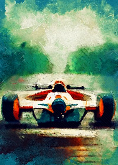 高速走行するフォーミュラカー 作： Justyna Jaszke