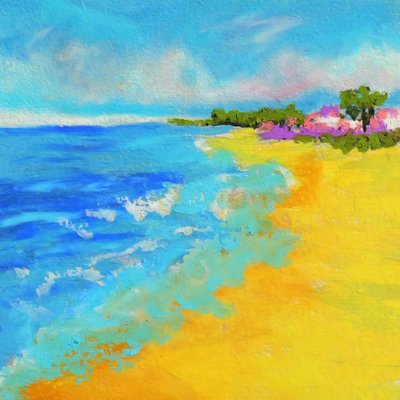 鮮やかな浜辺の波 作： 