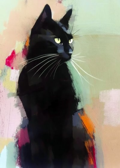 生き生きとした黒猫 作： Justyna Jaszke