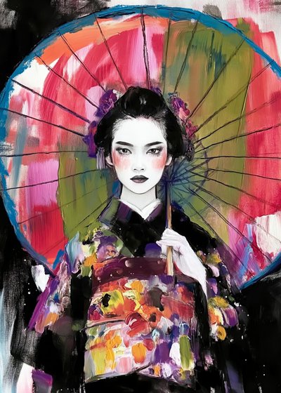 鮮やかな芸者の傘 作： Justyna Jaszke