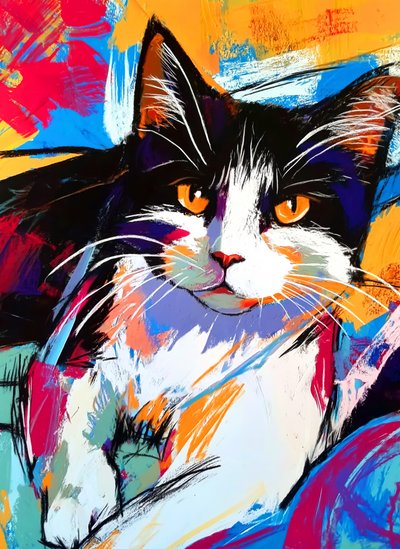生き生きとしたタキシード猫 作： Justyna Jaszke