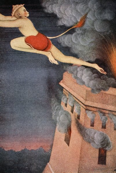 1913 年、ランカの焼失。 作： K Venkatappa