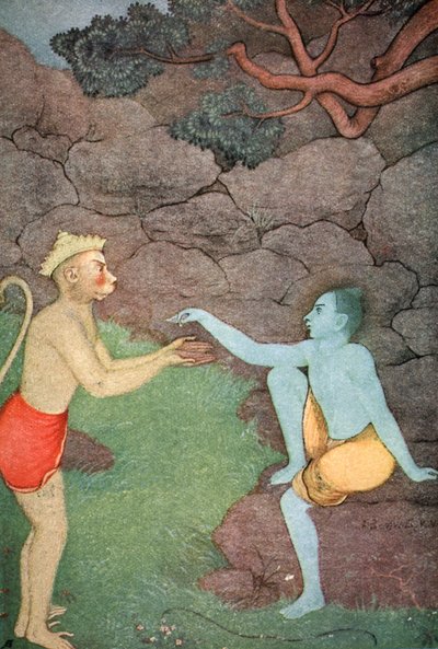 シータにサインリングを送るラーマ（1913年   作： K Venkatappa
