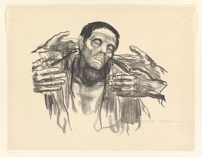 男と 4 つの手 ハーフ・ロシア（原題） 作： Käthe Kollwitz (signed by artist)