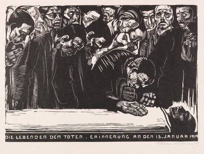 カールリープクネヒトの記念シート、1920年。 作： Käthe Kollwitz