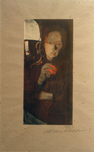 オレンジを持つ女性 作： Käthe Kollwitz