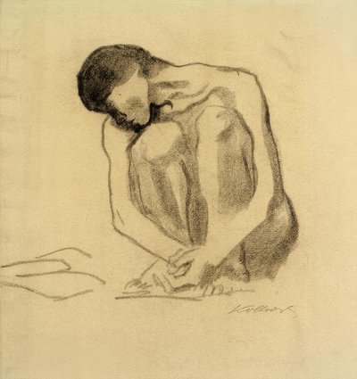 K.コルヴィッツ、身をかがめる女性ヌード 作： Käthe Kollwitz