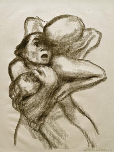 K.コルヴィッツ、死は女性をつかむ 作： Käthe Kollwitz
