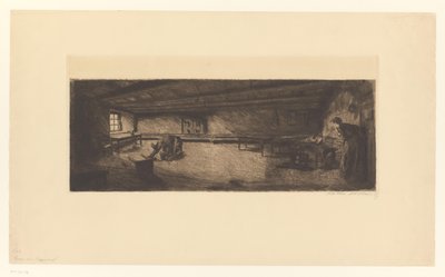 戦う男たちと駆け寄る女のいる部屋 ジャーミナルのワンシーン（原題） 作： Käthe Kollwitz