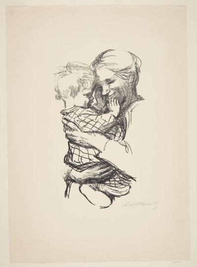 子供を腕に抱えた母親 作： Käthe Kollwitz