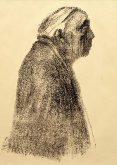 右側のプロフィールの自画像 作： Käthe Kollwitz