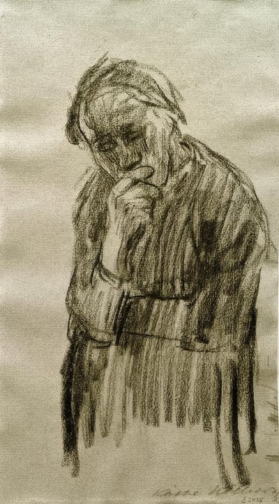 彼女の右手で頭を立っている女性 作： Käthe Kollwitz