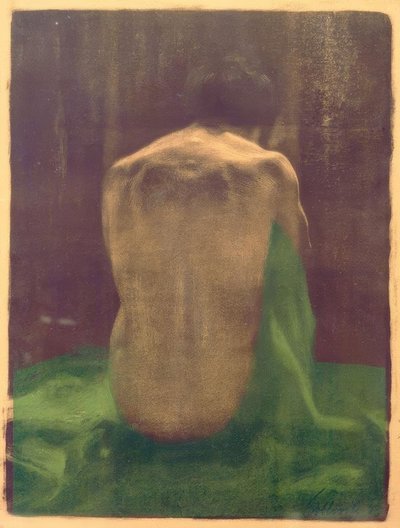 緑の布の女性ヌード 作： Käthe Kollwitz