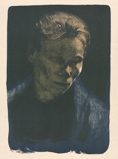 青いショールで働く女性 作： Käthe Kollwitz